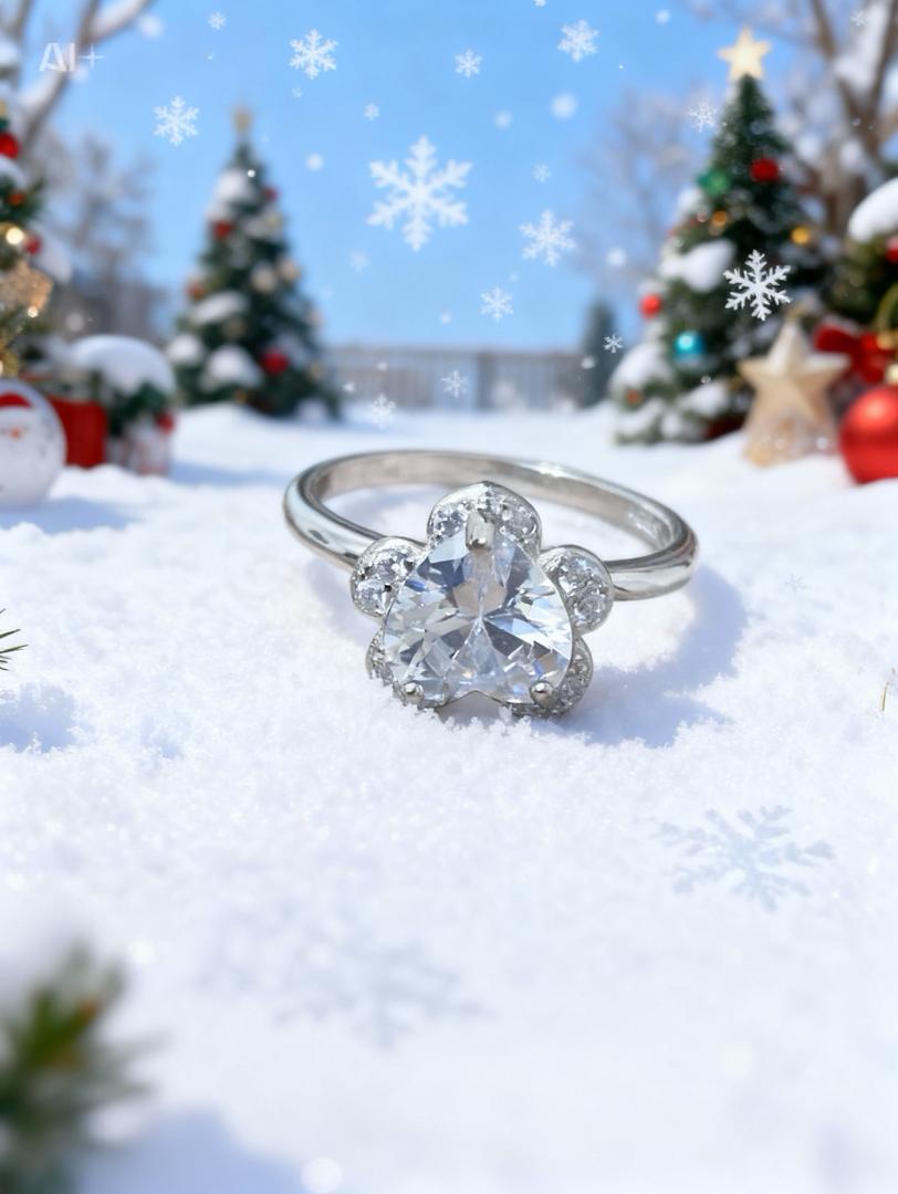 bague boule de neige en argent sterling 925s