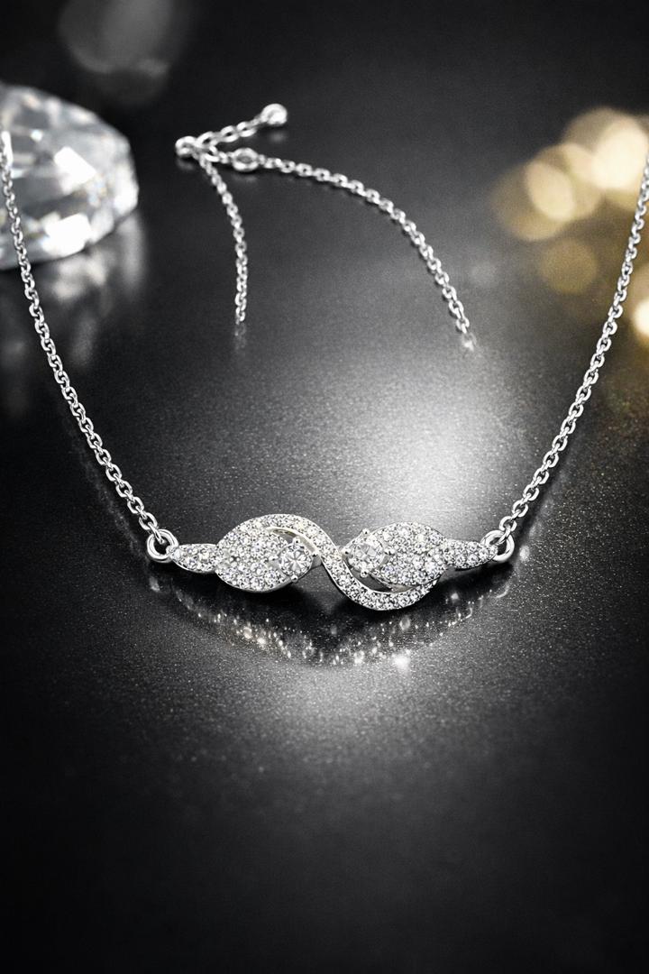 Collier Argent 925 Pendentif Infini Torsadé Zircons