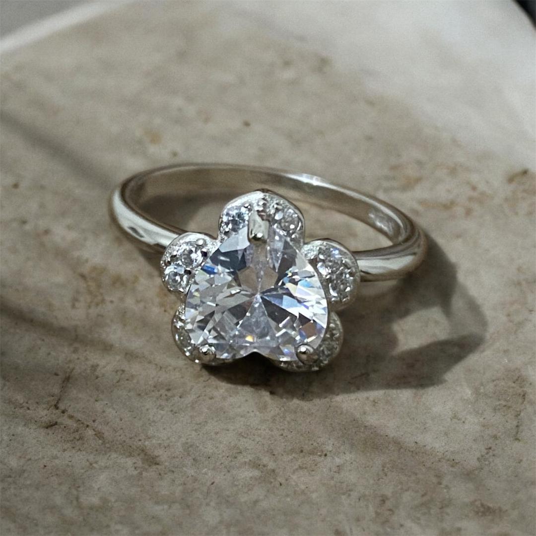 bague boule de neige en argent sterling 925s