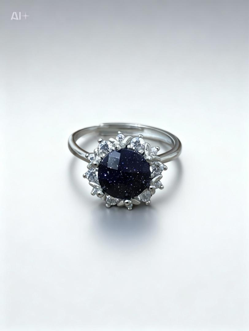Bague Argent 925 Pierre Saphir Bleu