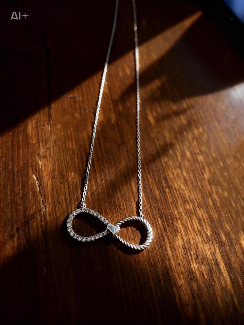 Collier Argent 925 Pendentif Infini Zircons