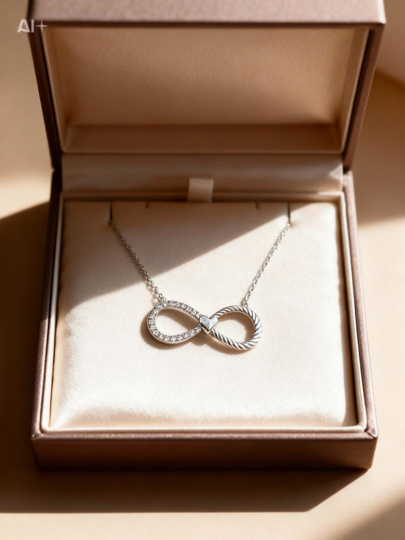 Collier Argent 925 Pendentif Infini Zircons