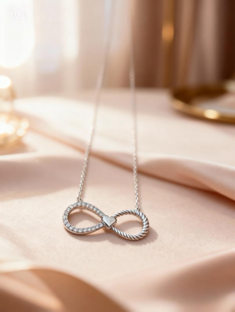 Collier Argent 925 Pendentif Infini Zircons