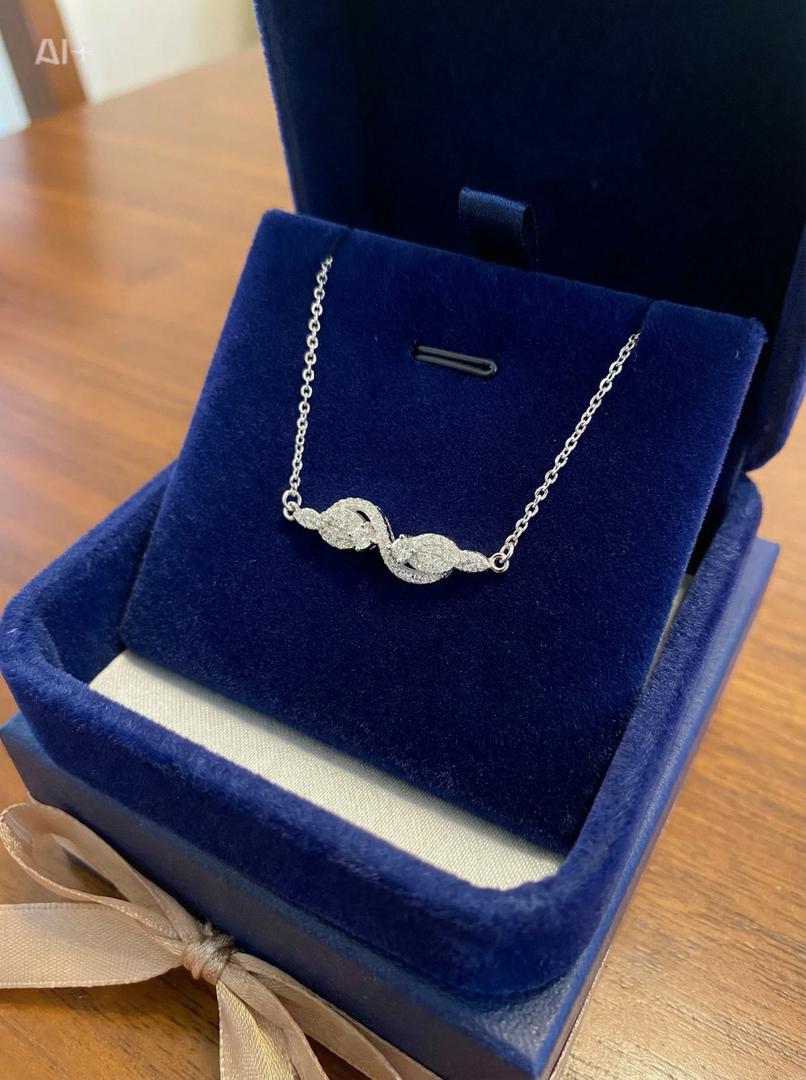 Collier Argent 925 Pendentif Infini Torsadé Zircons