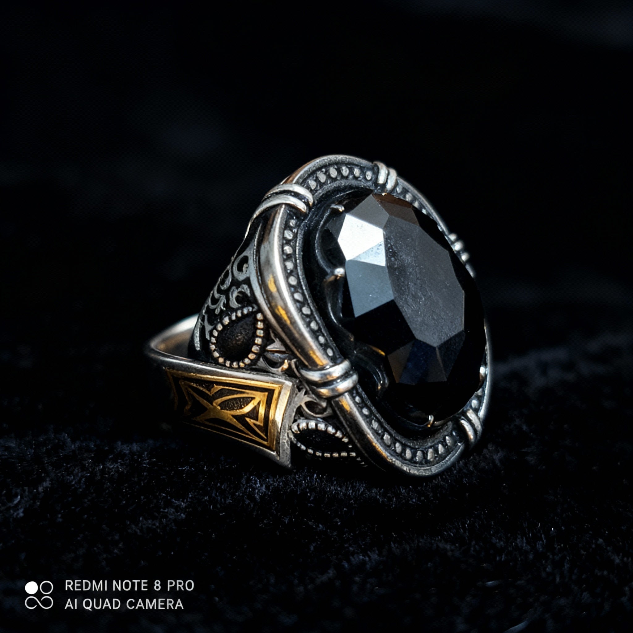 BAGUE HOMME ARGENT 925 PIERRE NOIRE ONYX - DESIGN OTTOMAN EXCLUSIF