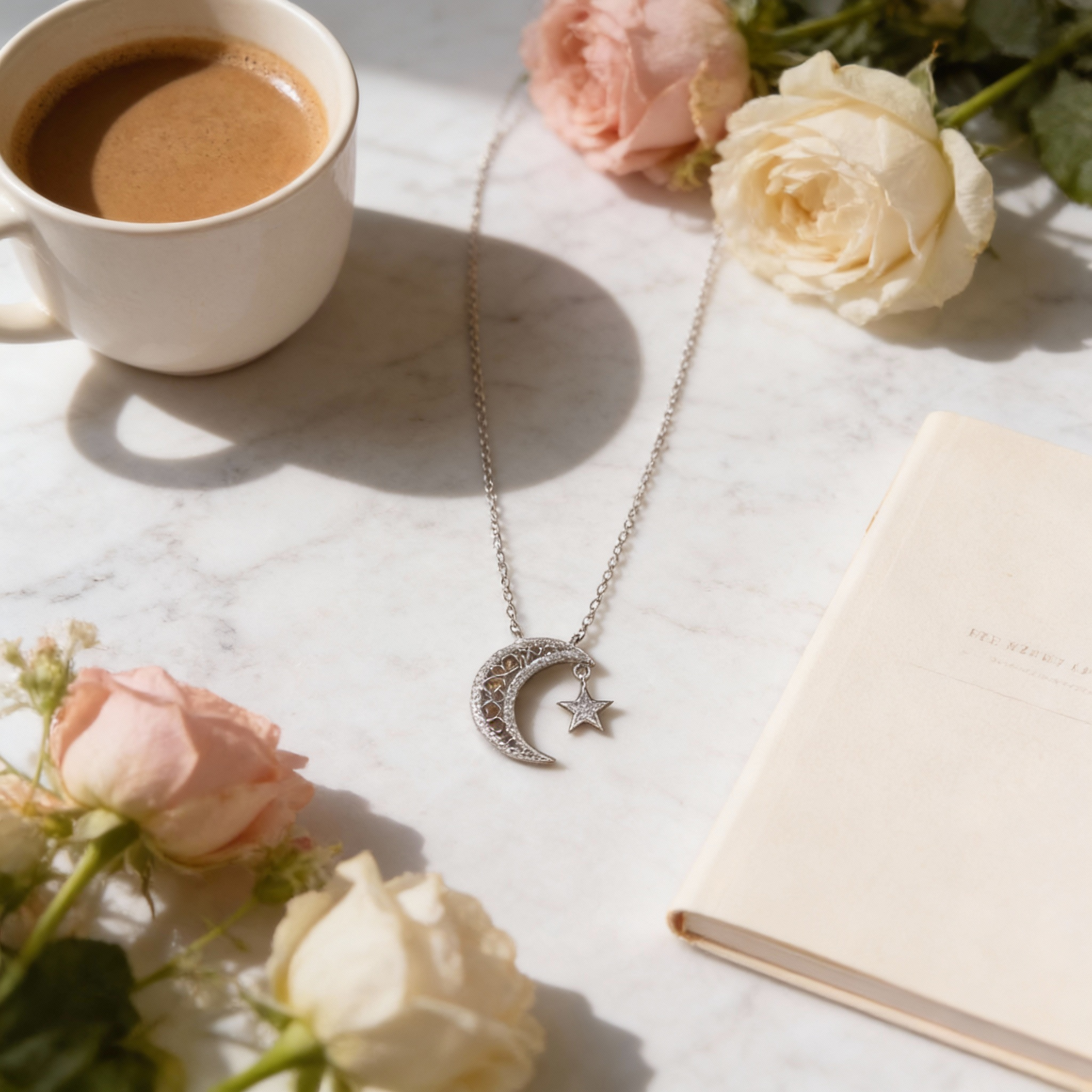 Collier Lune et Étoile en Argent – Élégance Céleste