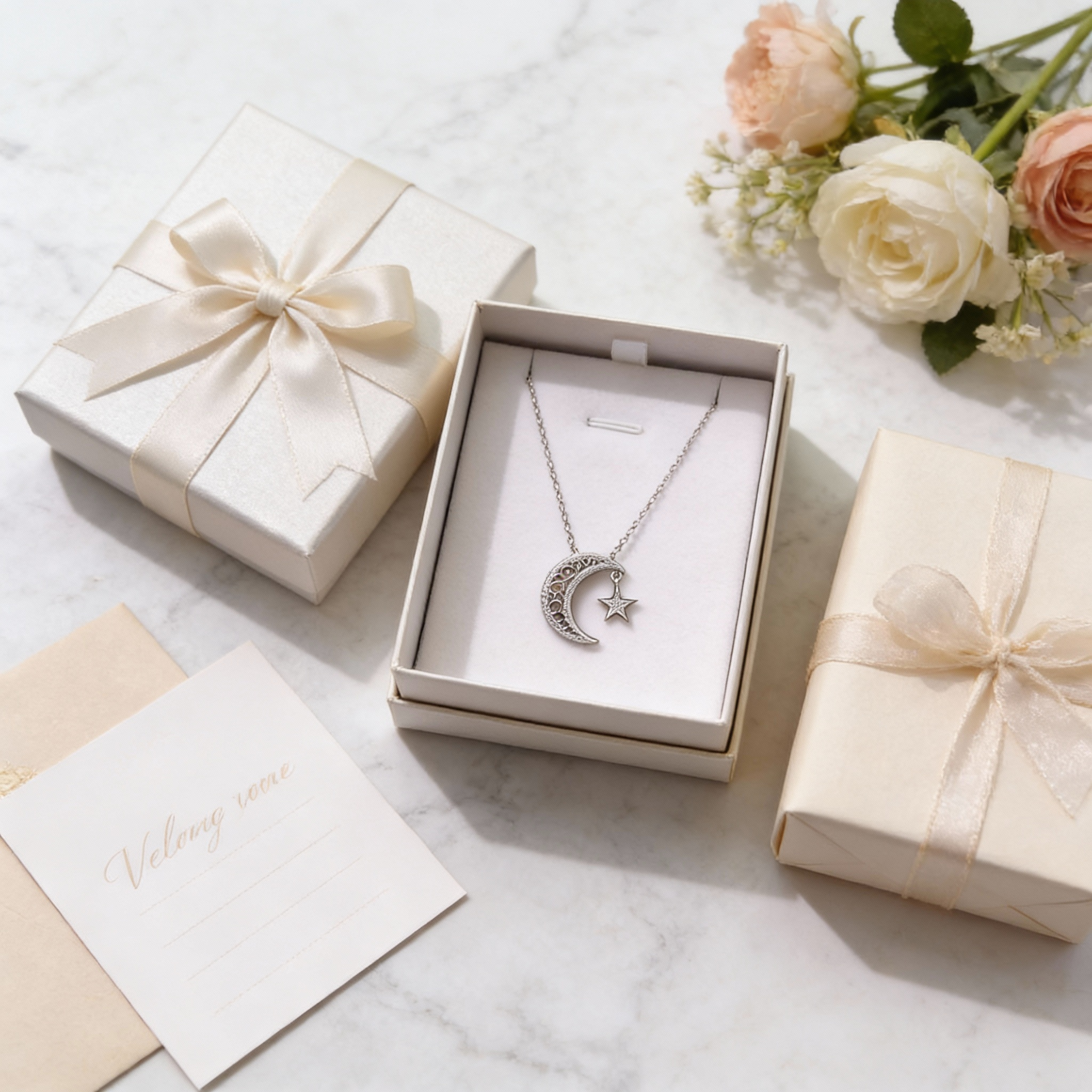 Collier Lune et Étoile en Argent – Élégance Céleste