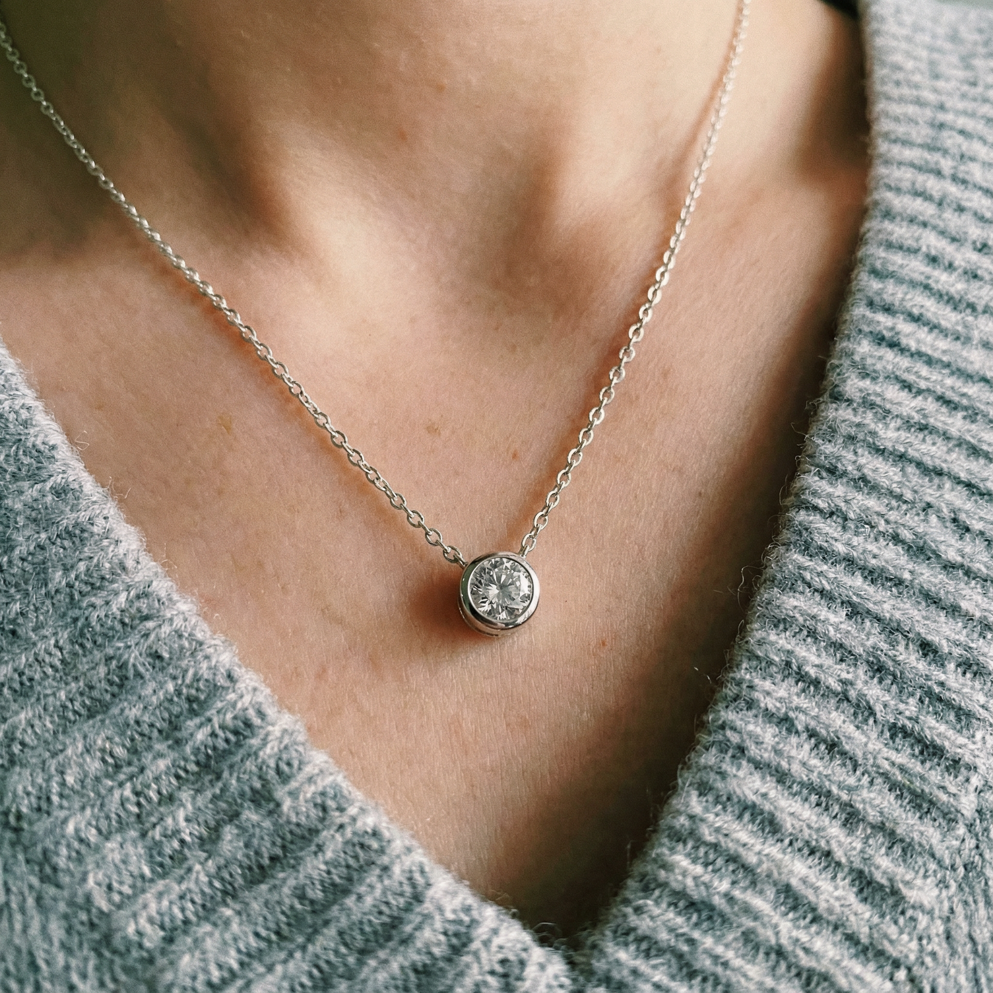 COLIER Solitaire arg 925s